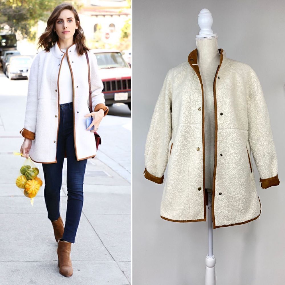 Old Navy Bloggers Favorite Mock Neck Cream Sherpa Coat , XS